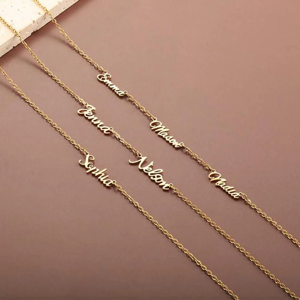 Haiyufly Custom Multiple Name Necklace for Women Personalized Stainless Steel Jewelry Mother Family Choker Chain Birthday Gift
