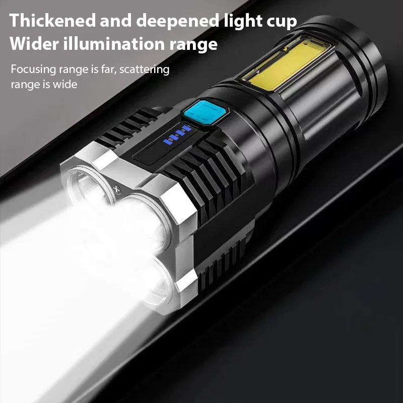 Multi-Functional Strong Light Enhancing Flashlight Outdoor Hiking and Exploration USB Rechargeable LED High-Beam Flashlight