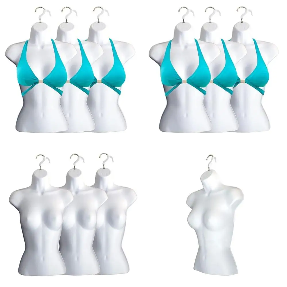 

Stackable Hollow Back Mannequin for S-M Clothing Display with Hanging Hooks, Set of 3, White
