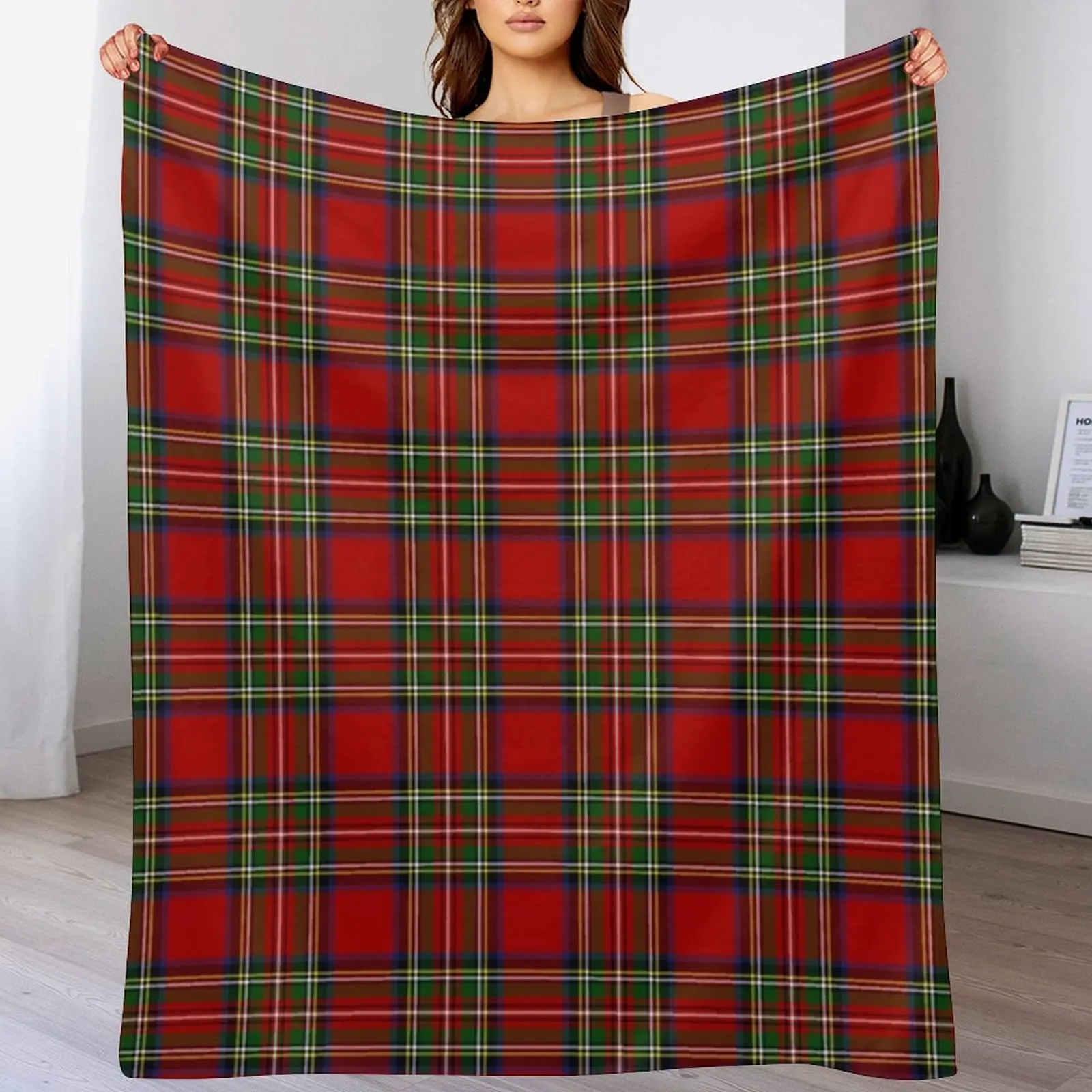 

Royal Stewart Tartan Plaid Throw Blanket Lightweight Cozy Blanket for Bed Sofa