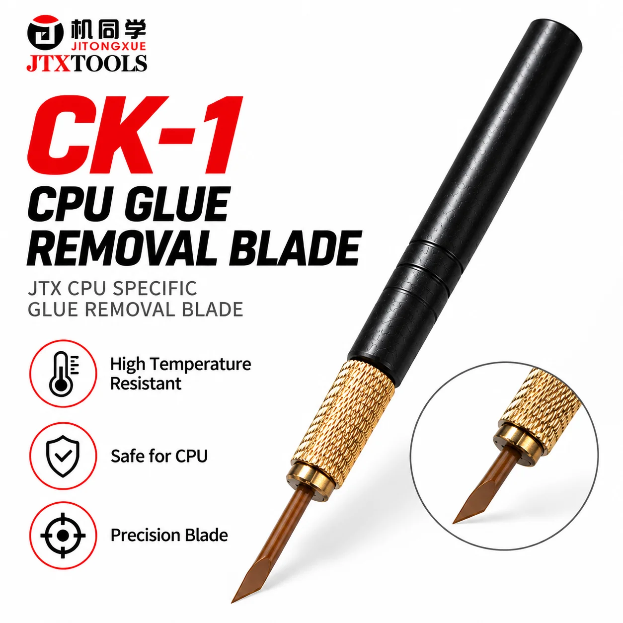 JTX CK-1 CPU Specific Glue Removal Blade Heat Resistant Non-Deformable Precision Scraper for Motherboard Repair
