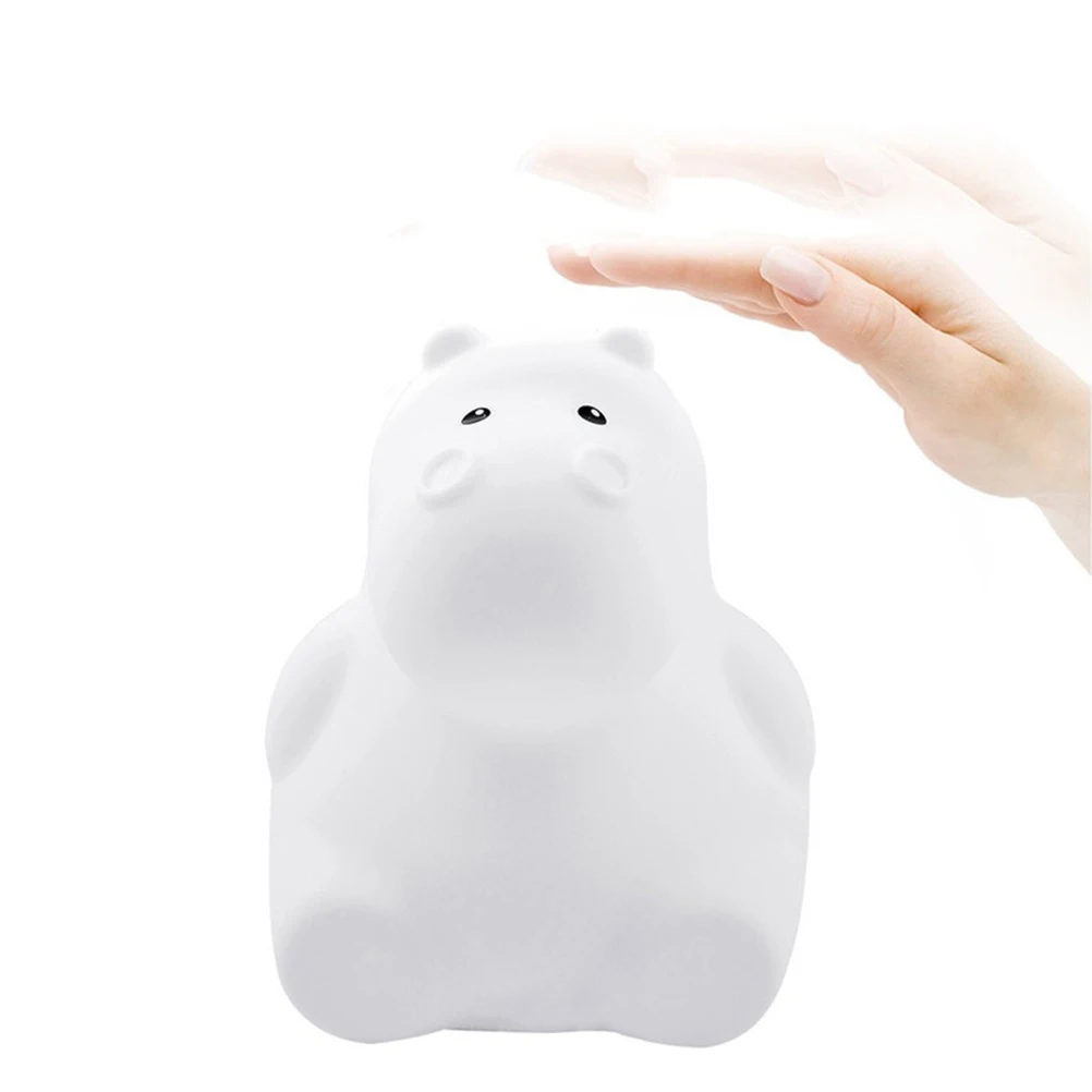 

Hippo Night Light Sensor Led Lamp For White 3Aaa Powered 12Hrs Warm Light Bedroom Decorative Portable