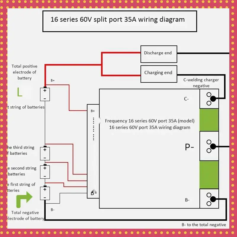 

B74A 8X 16S 60V 35A Li- Lithium 18650 Battery BMS PCB Protection Board With UPS Energy Inverter