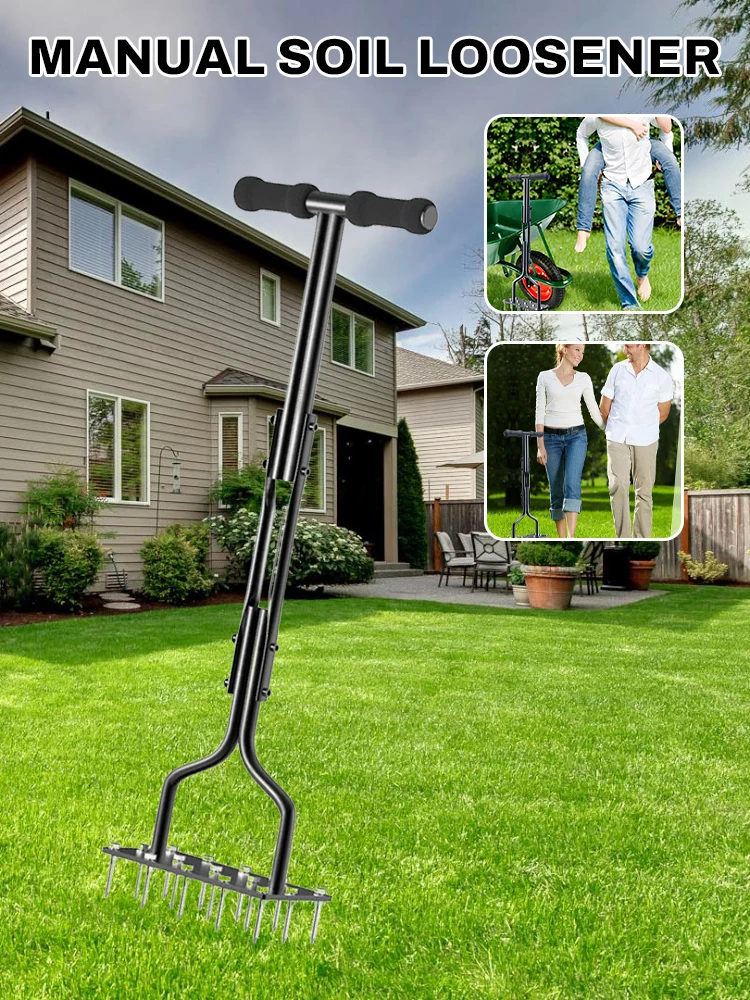 

Lawn Aerator Nail Manual Tool with 15 Iron Nails,Garden Lawn Air Aerator and Cleaning Tool,for Yard Care,Loosening Soil,36 In