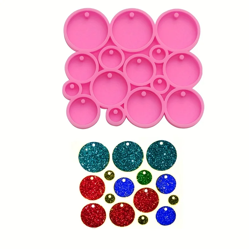 Super Shiny Mini Round Circle Silicone Keychain Mold Many Circles Tiny Resin Mold for DIY Keychains Earrings Crafts