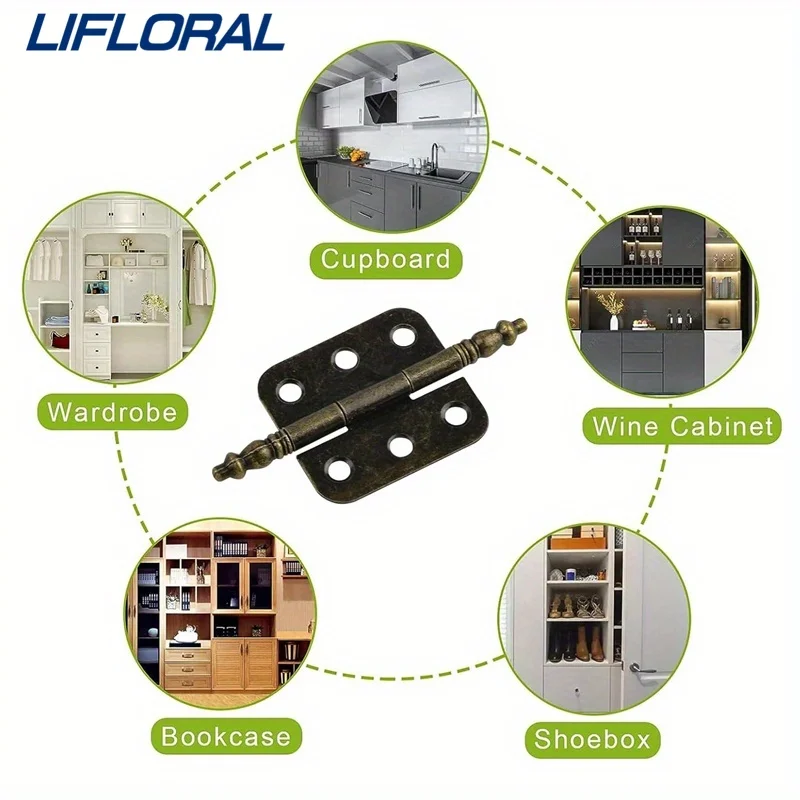 10 ชิ้นมงกุฎหัวบานพับ 6 หลุมเครื่องประดับของขวัญกล่องตกแต่งบานพับสําหรับตู้เฟอร์นิเจอร์ฮาร์ดแวร์อุปกรณ์เสริม