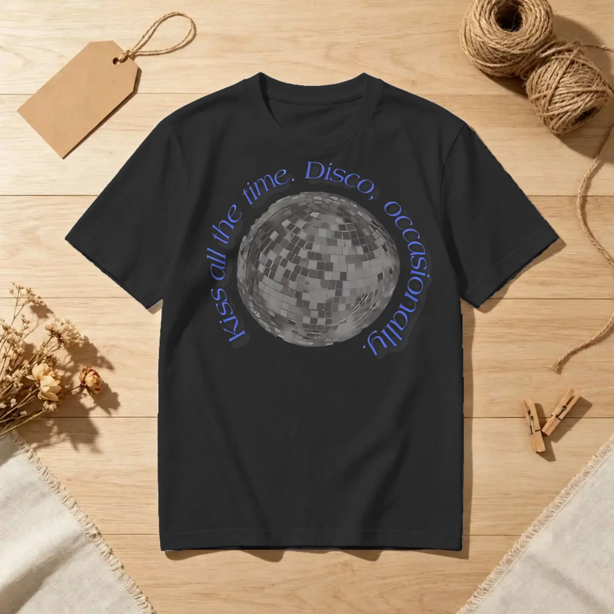 Kiss All The Time. Disco, Occasionally Men Women's T Shirts Harrys Music Styles  Funny Tees O Neck T-Shirts 100% Cotton Clothes