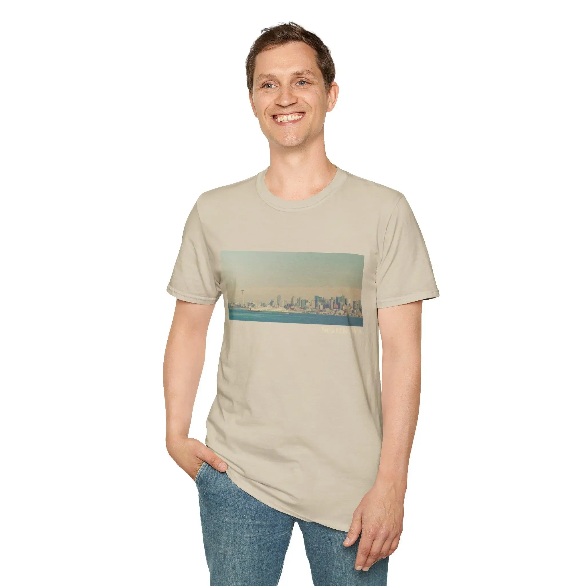 Seattle Washington Vintage T Shirt Alki Beach City View Retro Softstyle for Men and Women Casual