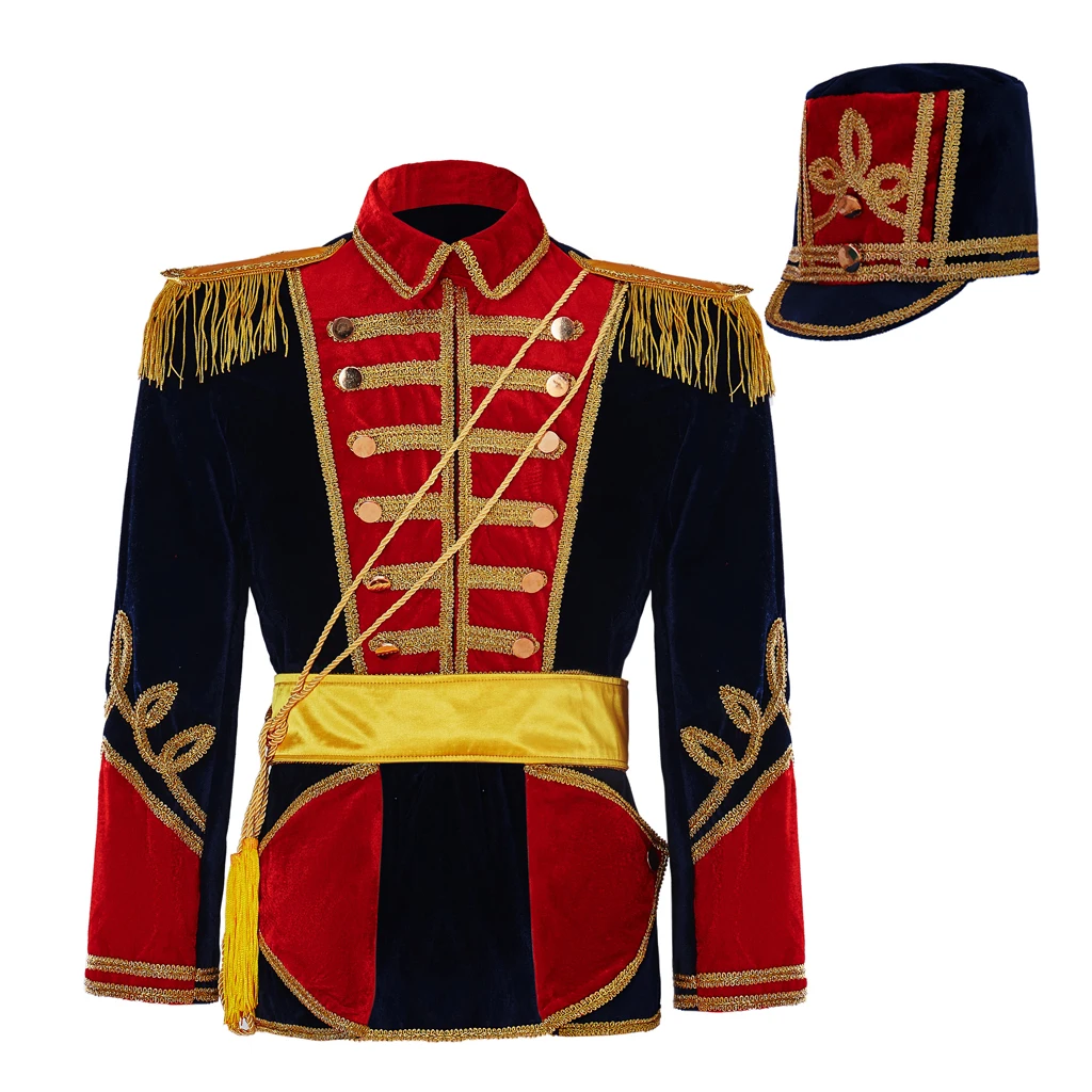 Nutcracker Cosplay Costume Soldier Costume Top Jacket With Hat Medieval Military Officer Jacket Coat for Men