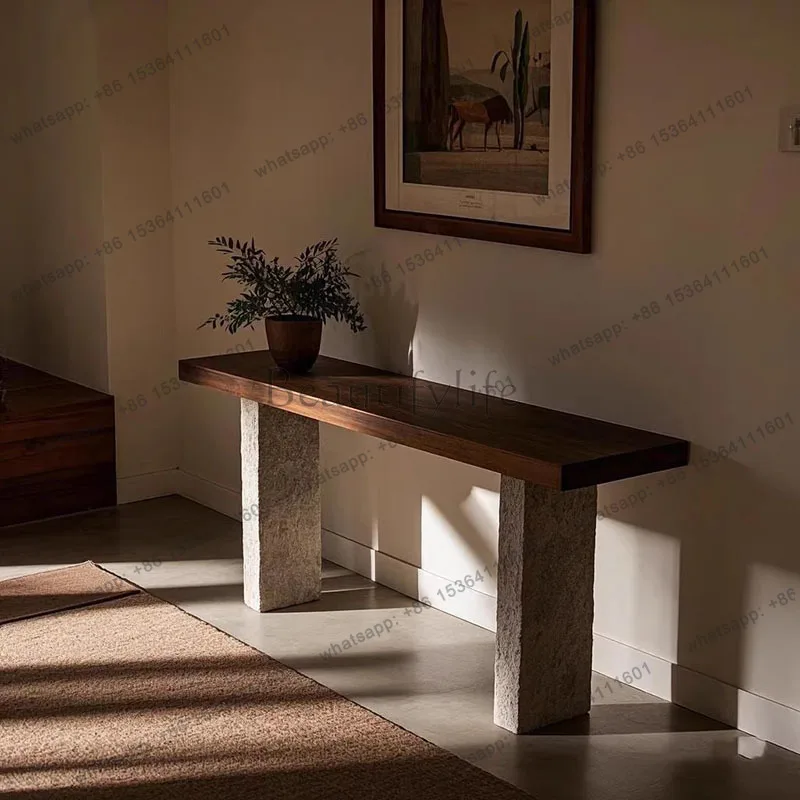 Wabi Sabi Vintage Console Tables Modern Mid Century Design Minimalist Console Tables American Narrow Console Meuble Furniture