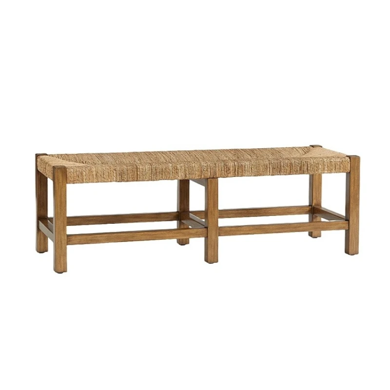 

Retro solid wood bedside stool bedroom living room rope dining stool sofa bench living room shoe changing long stool