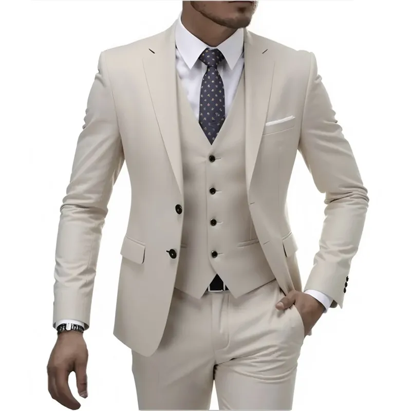 

Suit Boutique Men's Fashion Business (Blazer+ Vest +Trousers) Gentleman's Wedding Casual Professional Formal Suit 3 Piece
