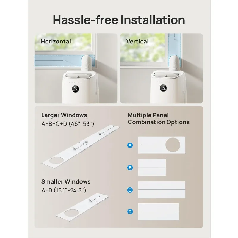 Портативные кондиционеры Dreo, интеллектуальный блок переменного тока 8000 БТЕ ASHRAE (5000 БТЕ DOE) для спальни с охлаждением без дренажа, AC318S