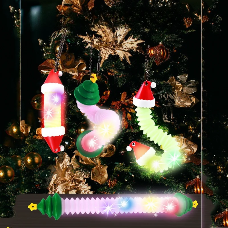 

1 шт., шапка для рождественской елки, мини-трубки, сенсорные игрушки для детей, сувениры на день рождения, подарок на рождественскую вечеринку, светящиеся игрушки