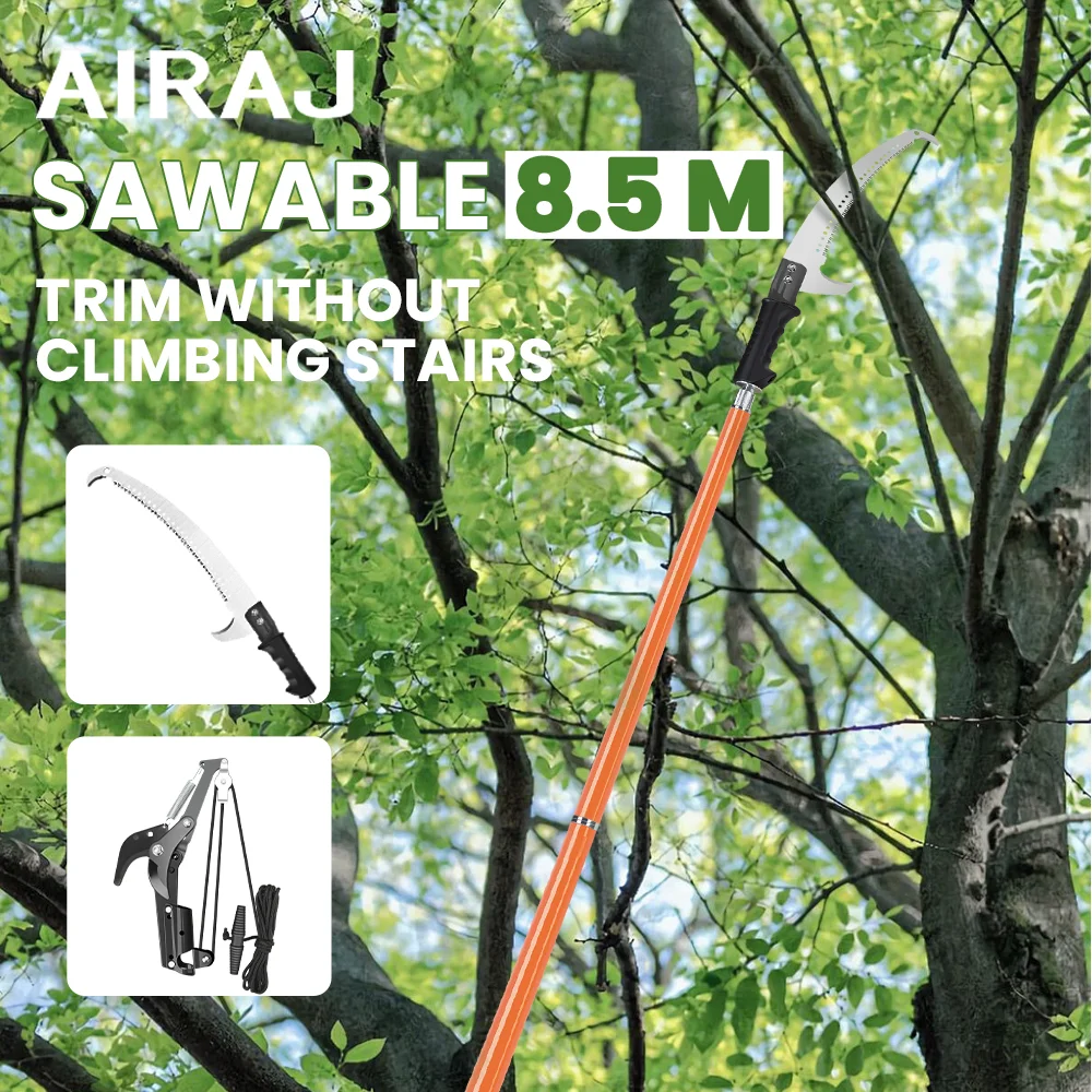 

AIRAJ 26Ft Extendable Pole Saw, Sharp Steel Blade for High Reach Tree Trimming, Lightweight Pole Pruner with Bag Palm Tree Pruni