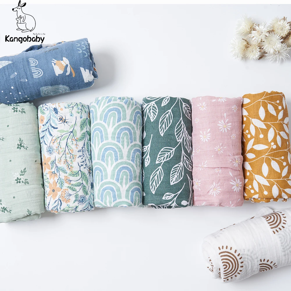 Kangobaby # moje miękkie życie #2 sztuk paczka muślin 100% bawełna dziecko Swaddles noworodka koce czarny biały gaza otulacz dla niemowląt