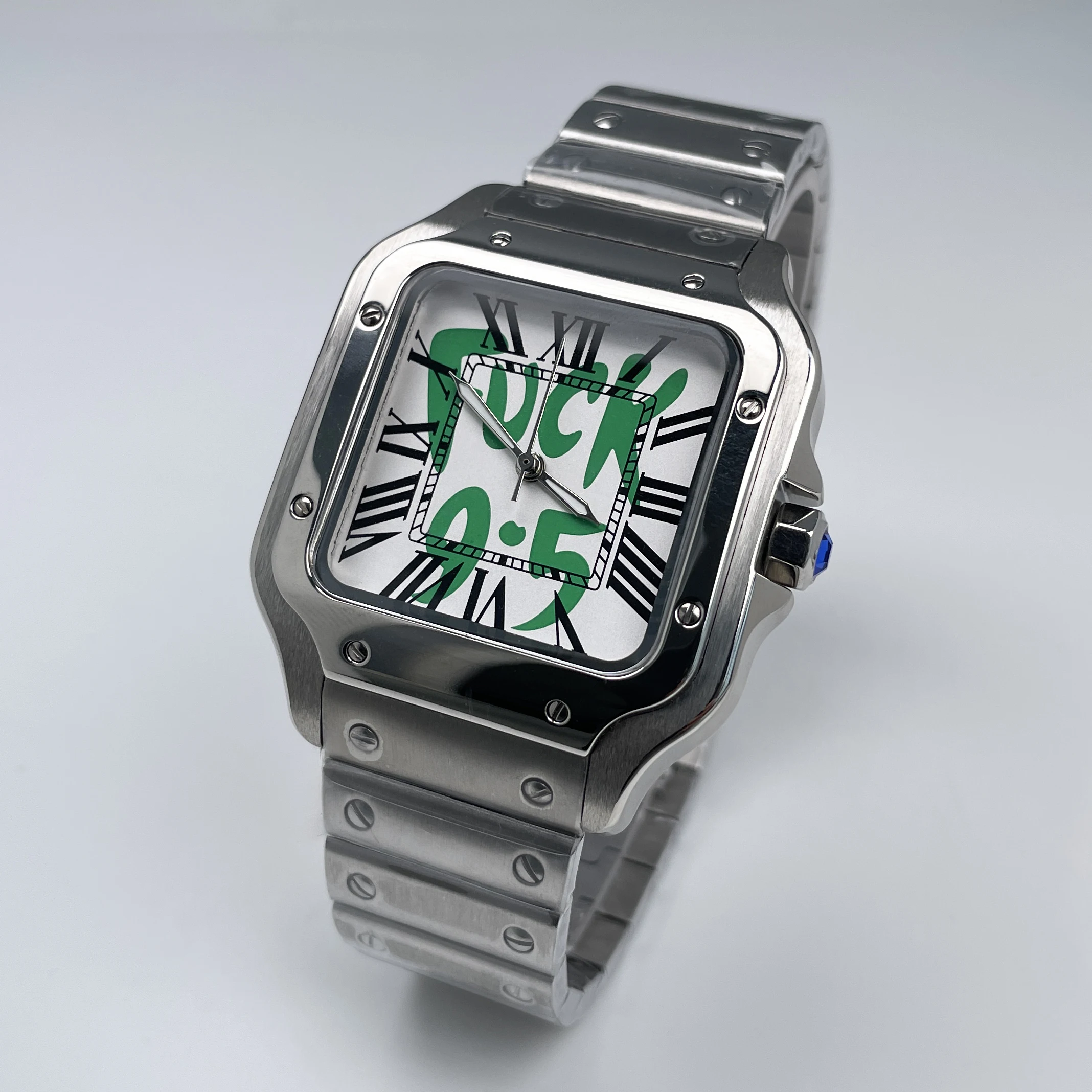 Classic Square Luxury Men Watch 38mm NH35 Automatic Movement No Date Silver Stainless Steel Bracelet Male Daily Wear Watchluxury