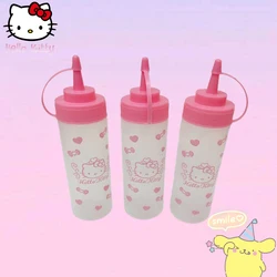 Hello Kitty Squeeze Oil Control Bottle Kawaii Sanrio Anime Transparent Ketchup Salad Spike Bottle Condiment Bottles Kitchen