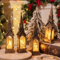 2025 Christmas LED Night Light Lantern Lamp Table Ornament Santa Claus Snowman Vintage Light Table for Home Xmas Navidad Gifts