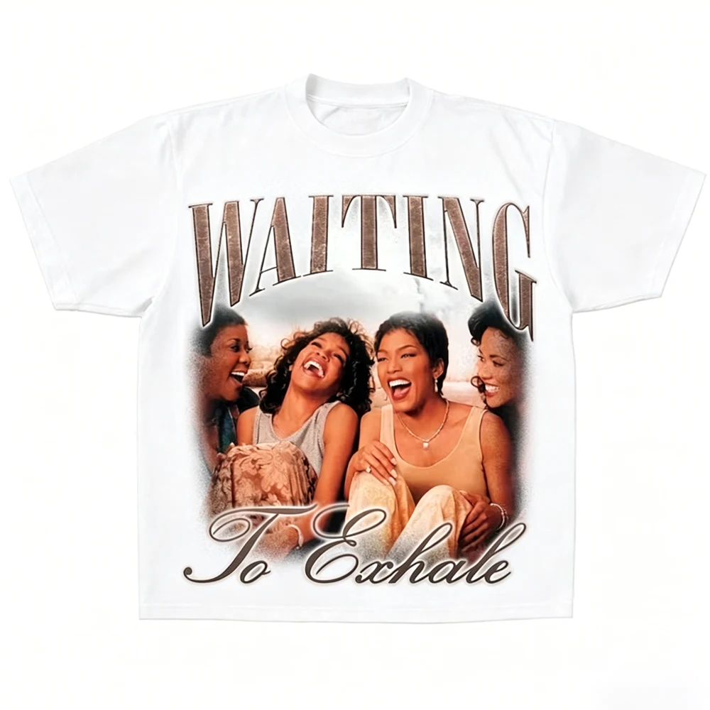 Vintage Waiting To Exhale Print T-Shirt Unisex Crew Neck Short-sleeved Hip Hop Retro Street Y2K Casual Fashion Tops Clothing