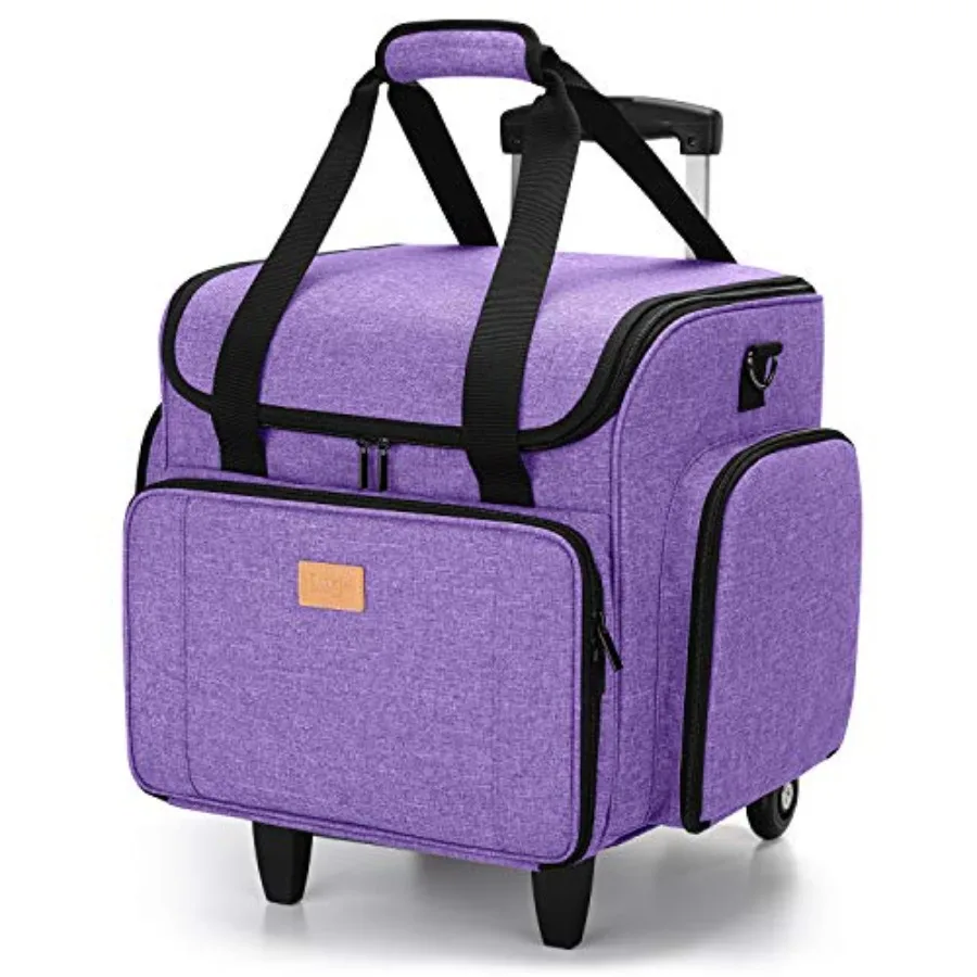 

Sewing Machine Case with Detachable Dolly for Home and Studio Use Polyester Fabric Black Water-Resistant and Shock-Absorbing wi