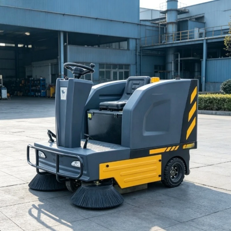 Ride-on 48V/60V Electric Road Sweeper Industrial Warehouse Factory Floor Market Cleaning Vacuum Large Capacity Sweeping Machine