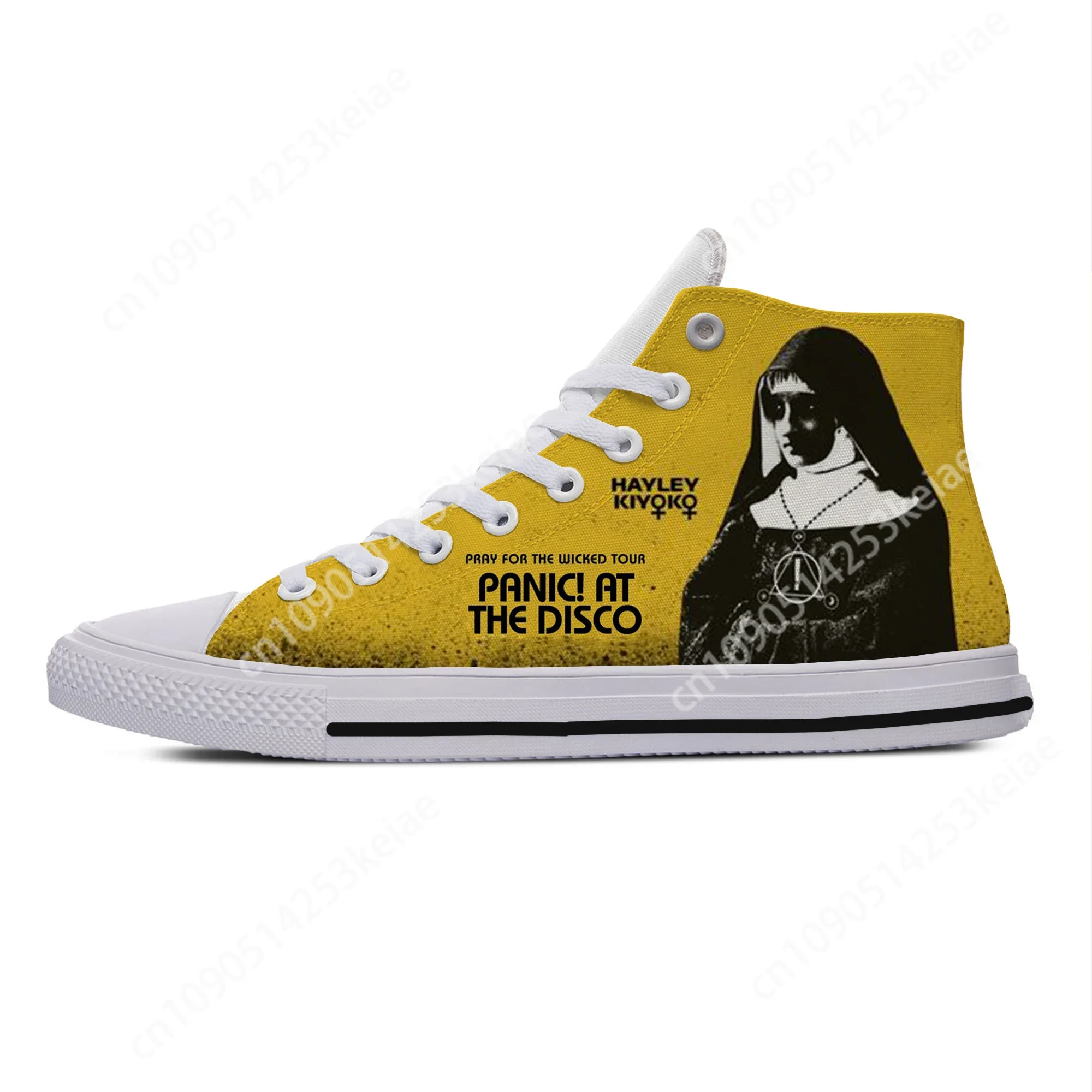 Hot Lightweight Panic! At The Disco Man Woman Sneakers Casual Board Shoes High Quality Hot Canvas Shoes High Top Board Shoes