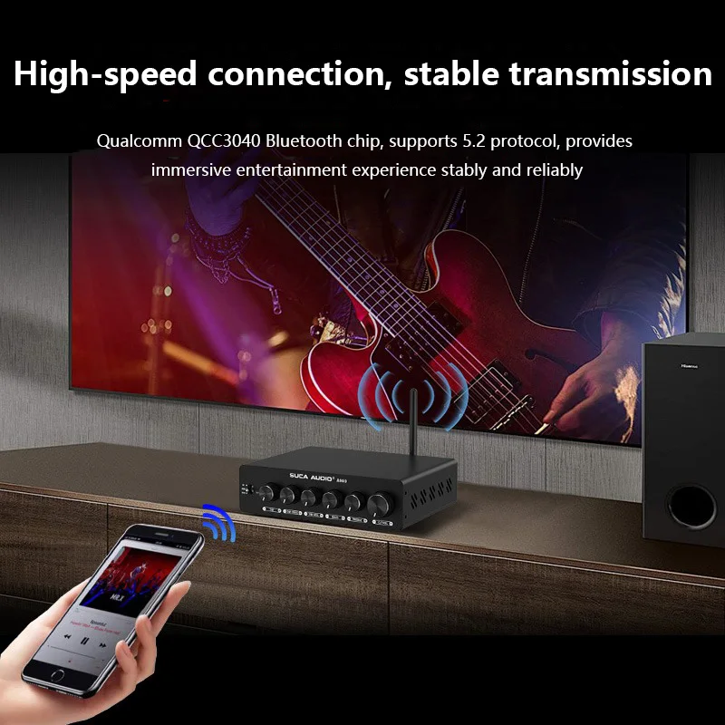 Amplificatore di potenza audio in classe D a 2.1 canali QCC3040 Bluetooth 5.2 HIFI Home 900W Amplificatore di potenza in uscita integrato 2 pezzi TPA3255 Chip