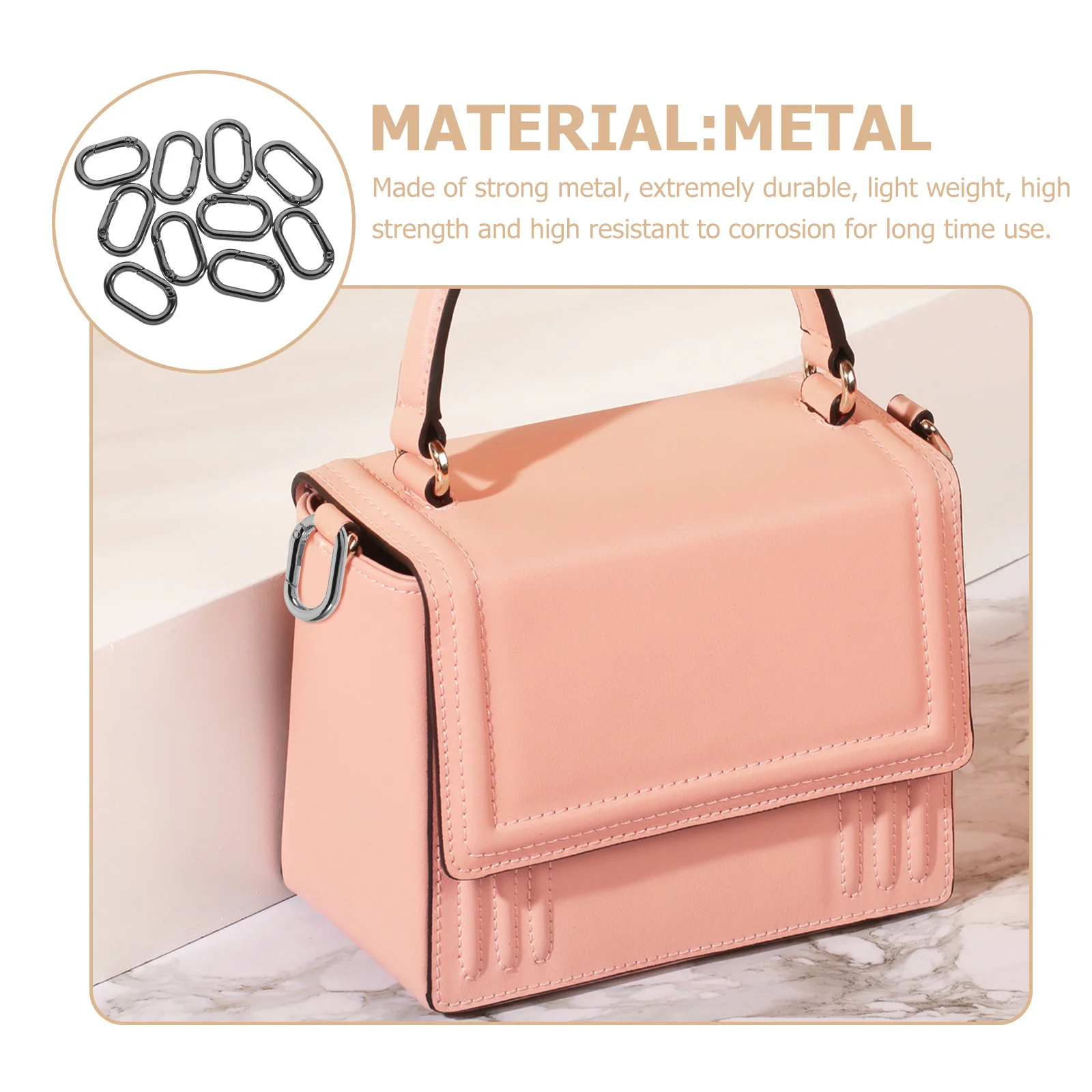 

10pcs Metal Spring Clasp Oval Snap Clip Hook Key Ring Replacement Strong Durable Lightweight Locking Buckle For Bags Diy Crafts