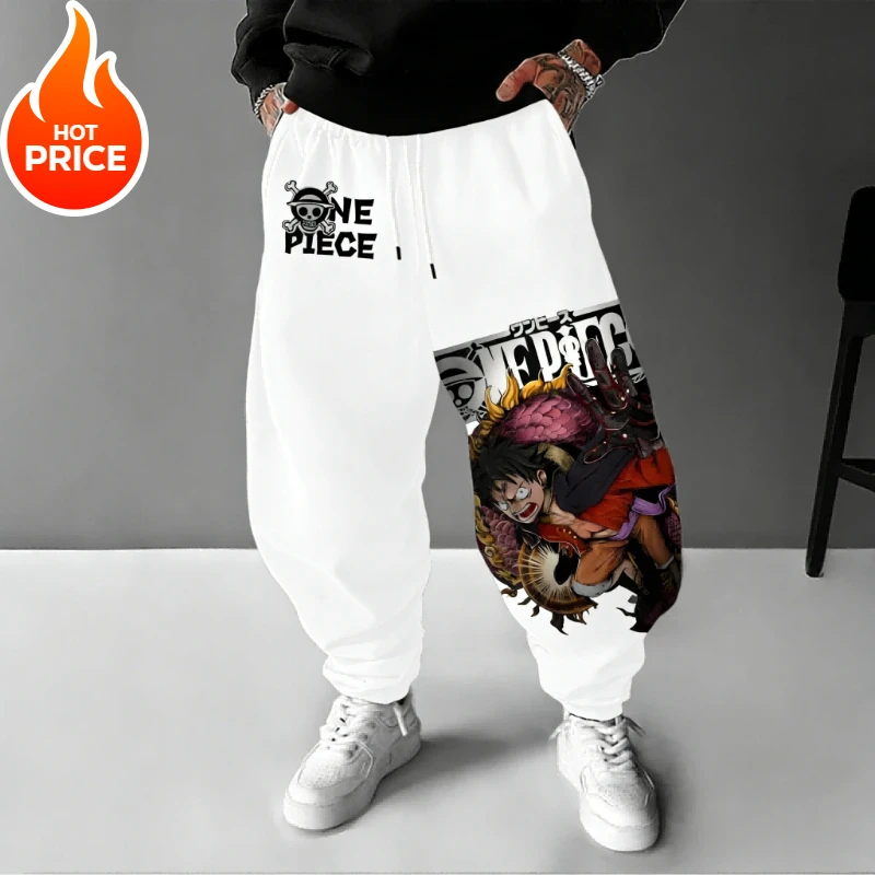 Luffy One Piece Anime Harajuku hombres Vintage deportes de invierno pantalones ropa de calle de gran tamaño mujeres Casual Leggings pantalones de chándal Unisex Bot