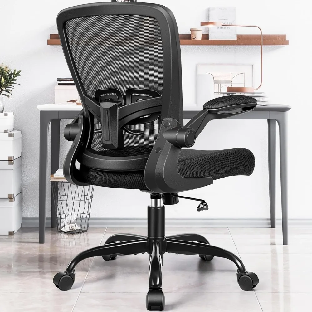 

Office Chair, Ergonomic with Adjustable Height and Lumbar Support Swivel with Flip up Armrests, Office Chair