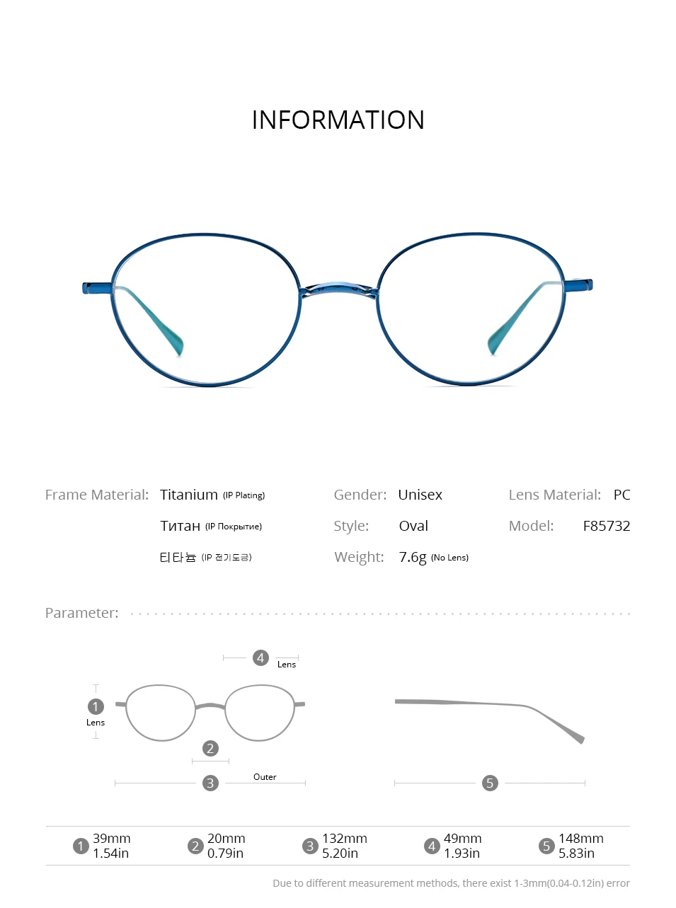FONEX Titan Brille Rahmen Männer Marke Design Retro Oval Brillen Frauen Vintage Japanische Ultraleicht Hochwertige Brillen 85732 – Detail 4