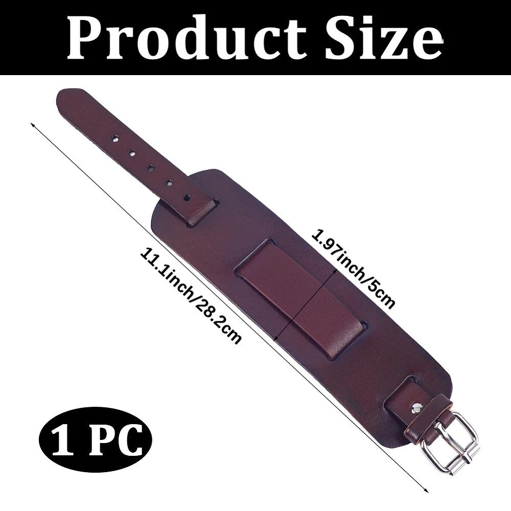 Black Punk Genuine Leather Cuff Bracelet Cowhide Wrap Wristband with Alloy Clasp Wide Handmad Gothic Leather Bangle Arm Armor