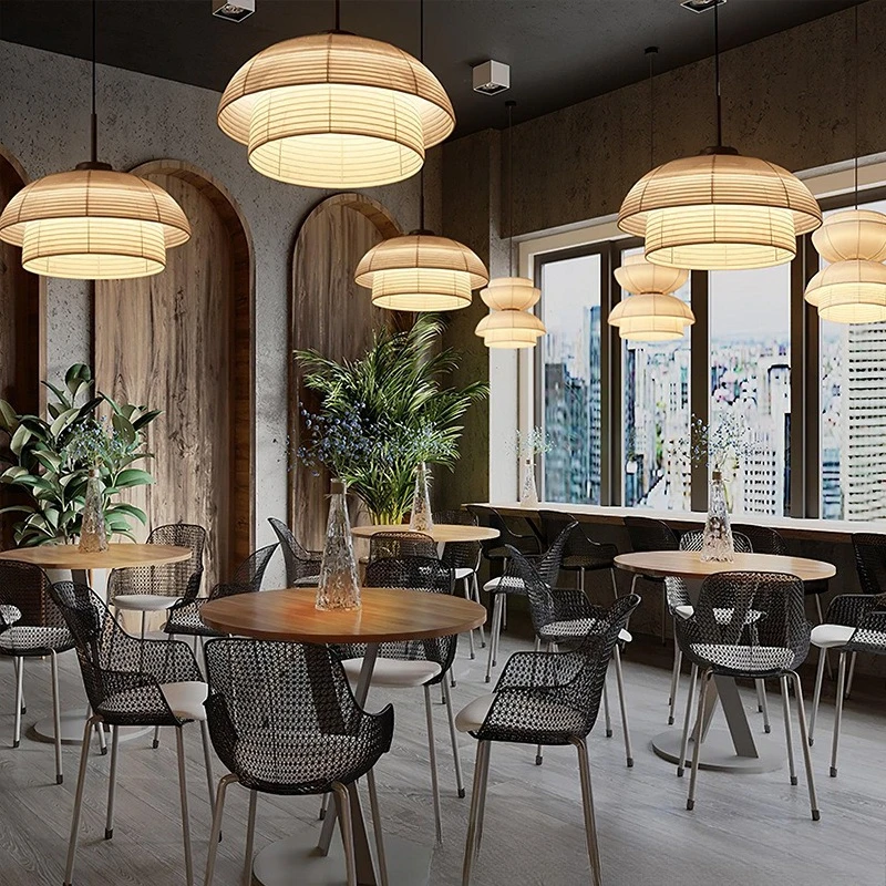 

Japanese restaurant chandelier wabi wind hotel dining room table lamp designer Chinese fabric Zen tea room bar lamp