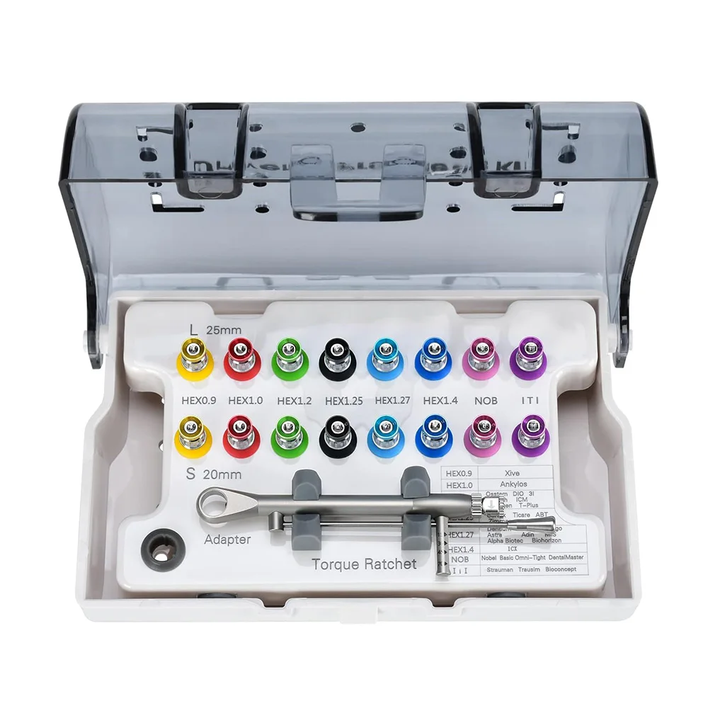 Dental Implant Kit with Universal Prosthetic Torque Wrench Screwdriver Tool Secure/Disassemble Implant Restorations