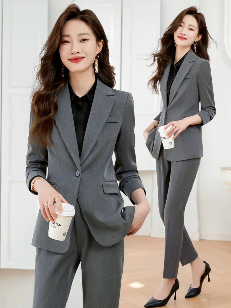 

Navy Blue Suit Jacket for Women Spring and Autumn New Small Slim-Fitting Suit Formal Wear Temperament Goddess Style Suit Suit