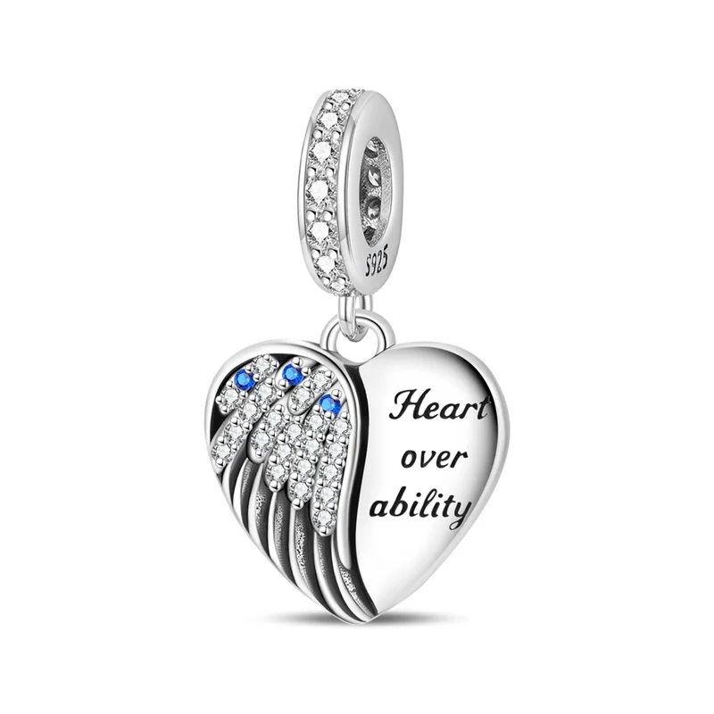 925 Sterling Silver Charms Pendant CZ Zircon Love Guardian Heart Pendant Dangle Fit Original Bracelet DIY Women Jewelry Gift