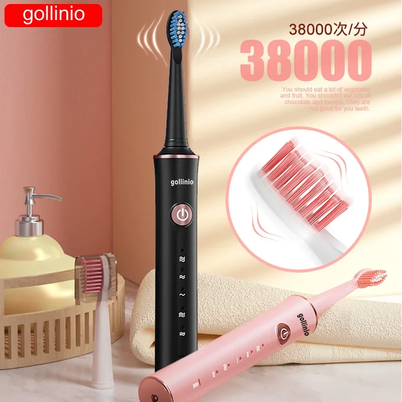 Electric Toothbrush Sonic Rechargeable Replacement Head Delivery Within 24 Hours Gollinio GL420927 Adult HQ