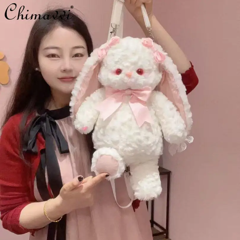 

Japanese Style 2026 New Sweet White Rabbit Backpack Cute Girl Student Y2K Single Shoulder Bag Hand Twist Crossbody Bag