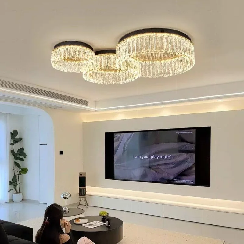 

Modern minimalist light luxury crystal ceiling light creative living room bedroom luxury high-end 2026 new lighting fixtures