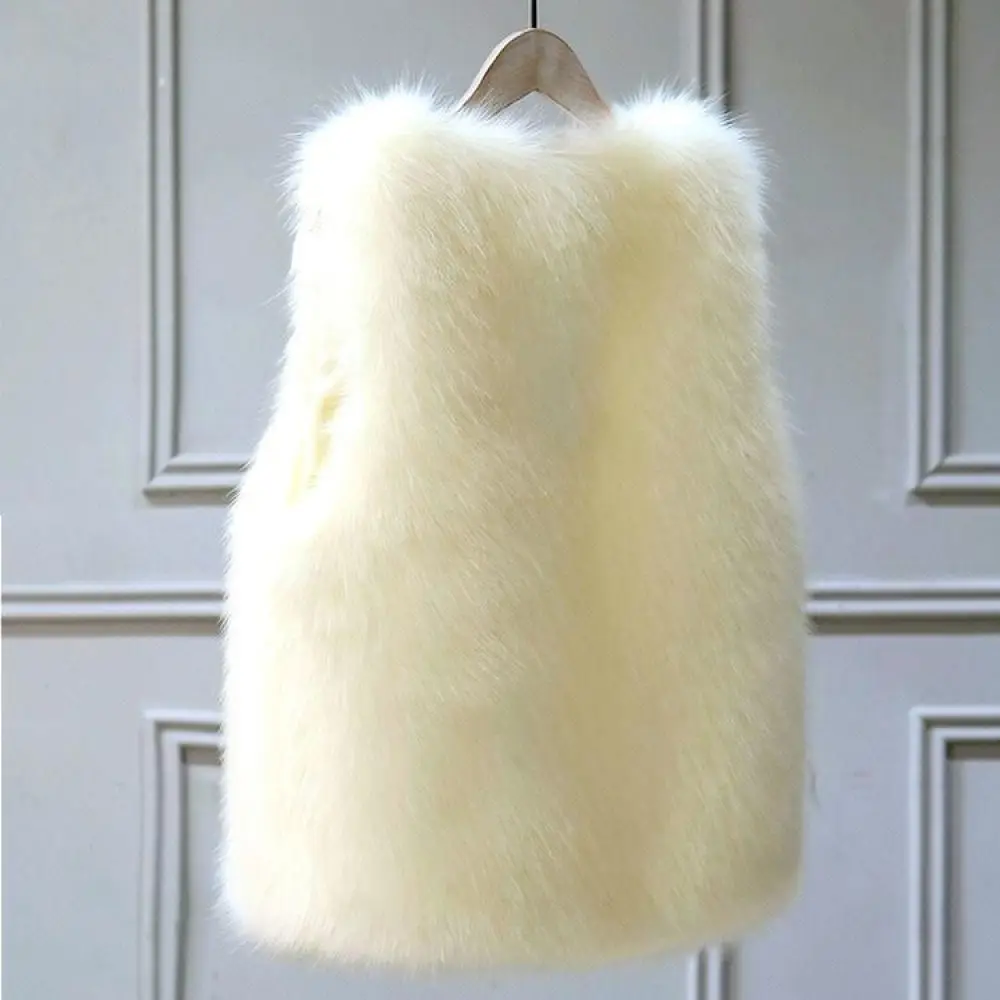 Winter Fashion Faux Fur Vest Women Warm Sleeveless Coat Casual Soft Plush Waistcoat Chic Thickened Loose Outerwear Tops