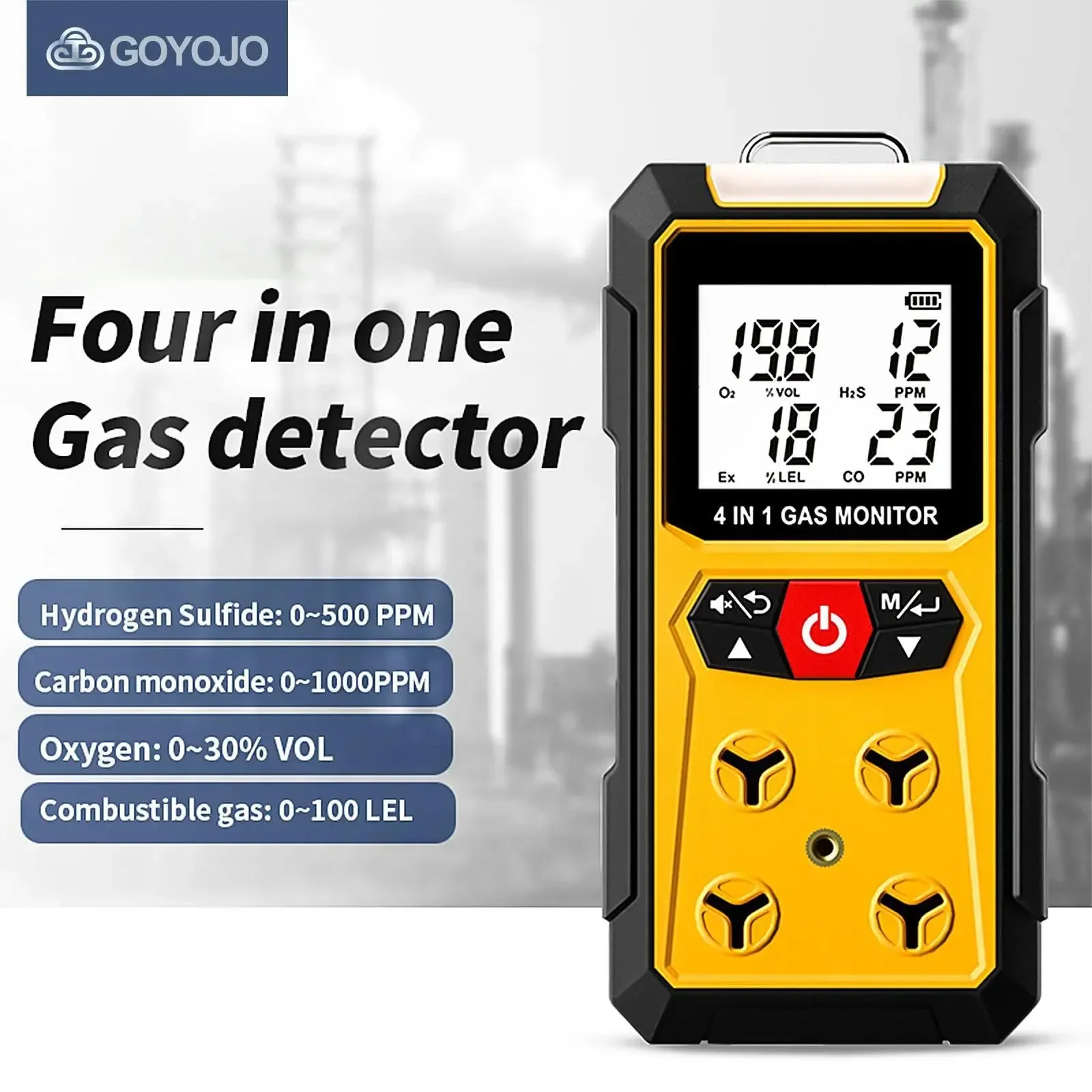 

4-in-1 H2S/ EX/ O2/ CO Gas Leak Detector Reliable Home and Workplace Safety Monitor High Precise Detection