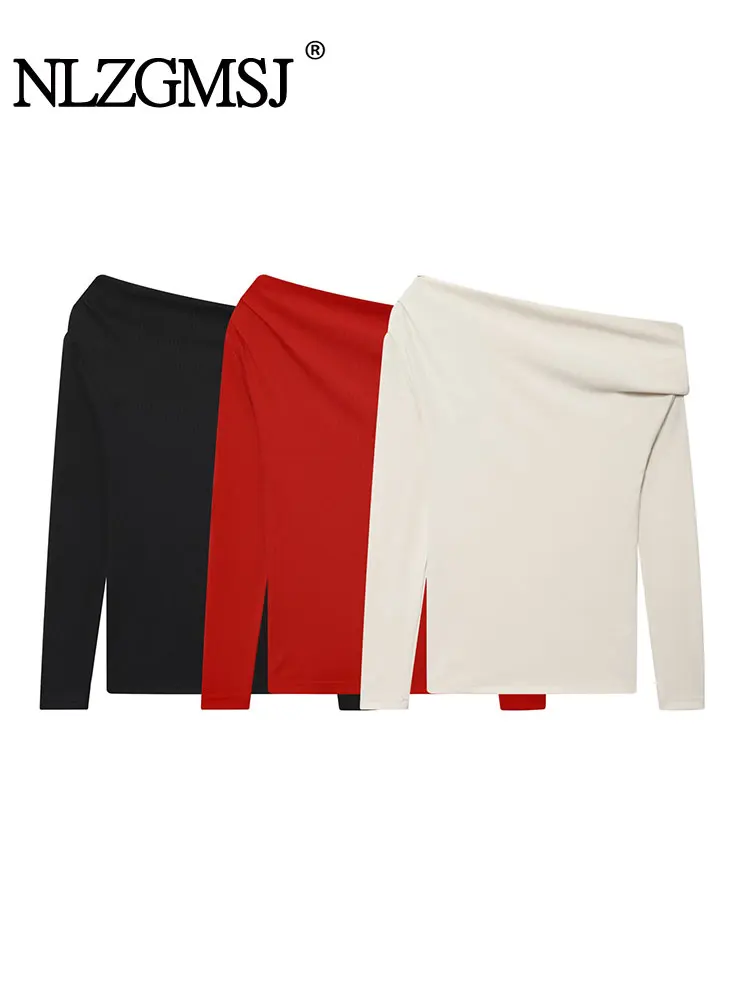 

Nlzgmsj Asymmetric Short Top Woman Off Shoulder Tops Women New Elastic Corset Top Female Streetwear Casual T-shirts Tops