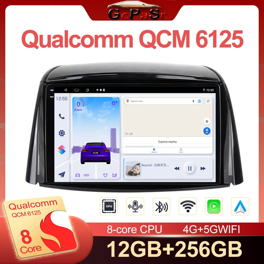 Carplay Android Car Radio For RENAULT KOLEOS 2008 - 2016 Multimedia Player Touch Screen 9 Inch 5G Wifi GPS Navigation Display