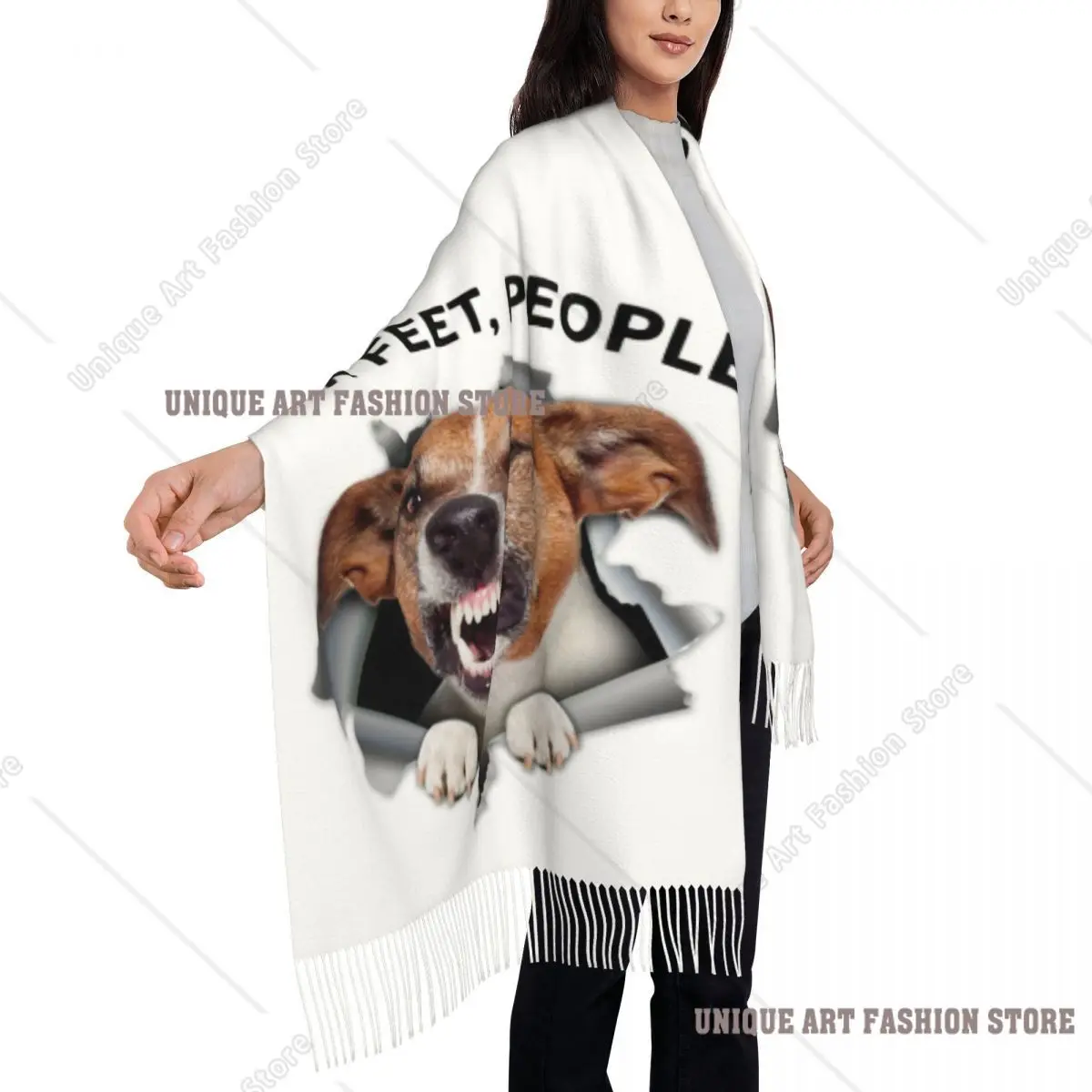 Personalizzato Jack Russell Terrier Sei Piedi Persone Sciarpa Nappa Donna Inverno Autunno Scialli Caldi Avvolge Sciarpe Femminili per Cani Carini
