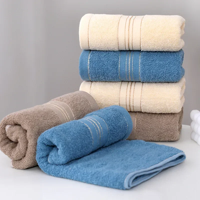 2pcs Pure Cotton Towel Thickened Absorbent  Bath Towel Quick Absorbent Soft Quick Dry Solid Color Golden Silk Face Towel