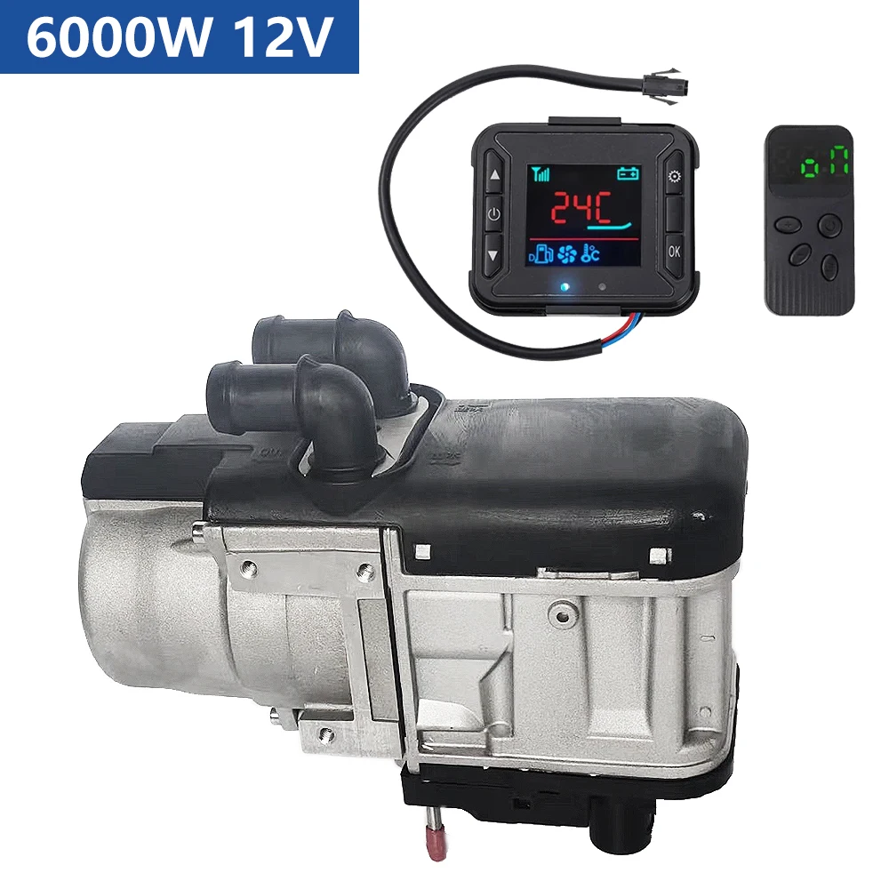 12V 6KW Diesel/Gasoline Dual Mode Preheater Fuel Liquid Heater LCD Switch Parking Heating Device For Trucks Van Car