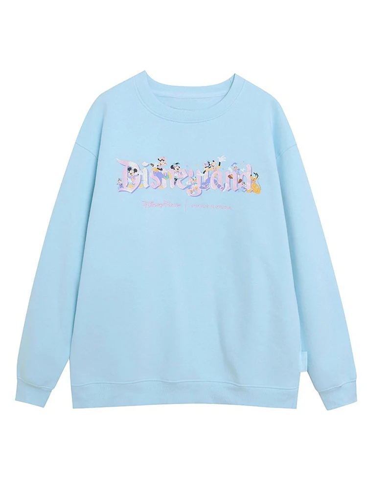 ديزني التطريز ديزني لاند رسالة البلوز القلعة الكرتون طباعة ميكي ميني الأسرة أزياء المرأة البلوز للجنسين الصوف جديد
