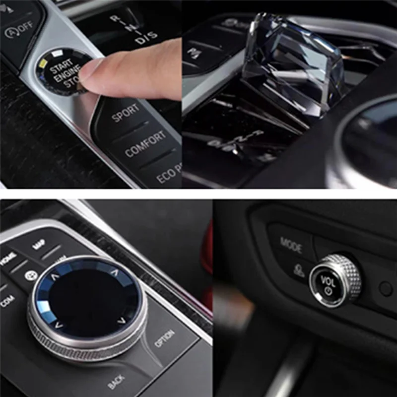 

A99F-Car Crystal Gear Shift Knob Paddle Shifter Engine Start Switch Button For BMW 3 Seres G20 2023+
