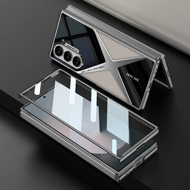 Fashion X Style Electroplated Hard PC Back Cover Case for Samsung Galaxy Z Fold 6 5 4 3 with Glass Screen Film